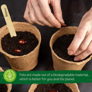 Plant Pots 1,200 Pack 8cm Fibre Seedling Pots with Wooden Labels for Easy Transplanting of Flowers, Herbs & Veggies