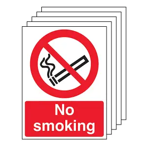 NO SMOKING Safety Sign - 1mm Rigid Plastic - 200X300mm (Pack of 5)