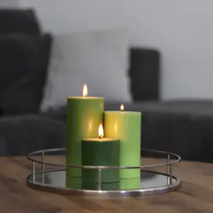 Pillar Candle Set of 3 Green Candles by Laeto Ageless Aromatherapy - FREE DELIVERY INCLUDED