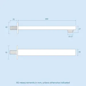 Nes Home Olive 3 Way Square Concealed Thermostatic Hand Held Bath Shower 300 Slim Head