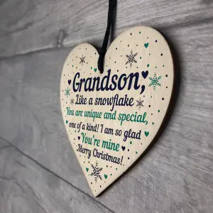 Red Ocean Grandson Christmas Ornament Bauble Wooden Heart Keepsake Gift From Grandparent Nan Gifts