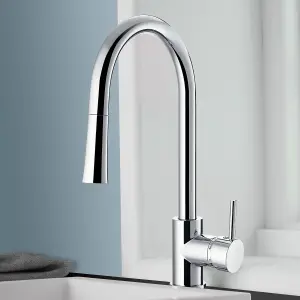 Deva Pendle Pull-Out Mono Mixer Kitchen Tap - In Chrome High-Quality, Easy-to-Use, Versatile Multi Spray Function