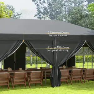 Outsunny 3 x 6m Pop Up Gazebo Height Adjustable Party Tent w/ Storage Bag Black