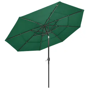 Berkfield 3-Tier Parasol with Aluminium Pole Green 3 m