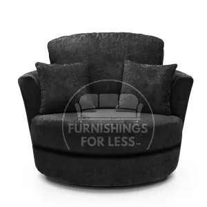 Monaco Chenille Fabric Swivel Chair 360 Rotation Foam Black