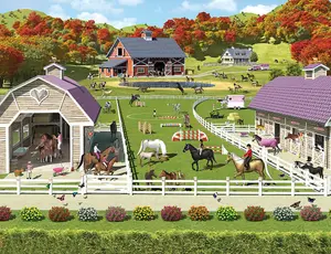 Walltastic Horse & Pony Stables Multicolour Smooth Wallpaper Mural 8ft high x 10ft wide