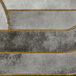 Grey Gold Abstract Modern Easy to clean Rug for Dining Room Bed Room and Living Room-120cm X 170cm