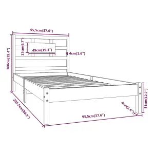 Berkfield Bed Frame Solid Wood 90x200 cm