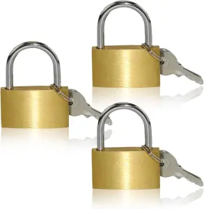 Set Of 4 Heavy Duty Brass Keyed Padlocks Reliable & Secure For Luggage Multi Purpose