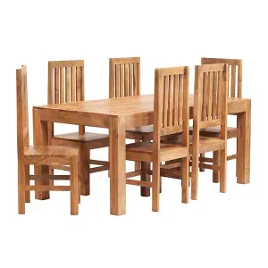 Poko Light Mango 6ft Dining Set with Wooden Chairs