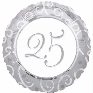 Spot on Gifts 25th Anniversary Foil Balloon White/Grey (One Size)