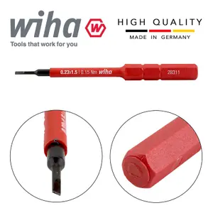 Wiha Slimbits Slotted Screwdriver 1.5mm Flat Head 1000v VDE Electrician 43114