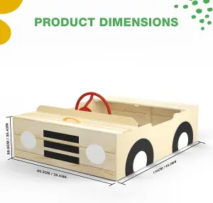 Sandpit - Wooden Car Sand Pit - With Steering Wheel, Weatherproof Cover and Secured Underlay