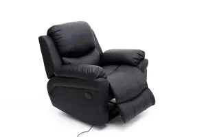 Madison Electric Recliner Bonded Leather Automatic Armchair Sofa Home Lounge Chair (Black)