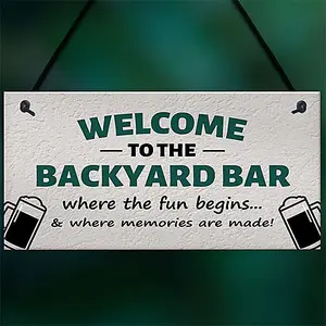 Red Ocean Welcome To The Backyard Bar Sign Hanging Wall Sign Bar Signs Funny Garden Plaque Gift For Men