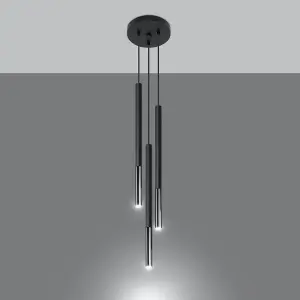 Mozaica Steel Black/Chrom 3P Light Classic Pendant Ceiling Light