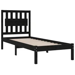 Berkfield Bed Frame Black Solid Wood Pine 100x200 cm