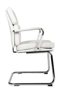 Deco Visitor Chair White with stylish cantilever frame and removable arm covers