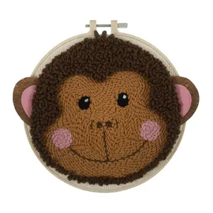 P/NEEDLE MONKEY - Punch Needle Kit: Yarn and Hoop: Monkey - Trimits