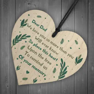 Dear Dad Memorial Gift To Hang On The Christmas Tree Wooden Heart Dad Memorial Plaque