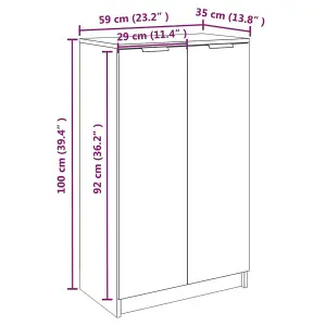 Berkfield Shoe Cabinet White 59x35x100 cm Engineered Wood