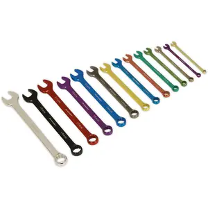 14-Piece Multi-Color Combination Spanner Set - Metric 12-Point Socket Wrench