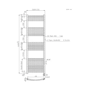 Right Radiators Prefilled Thermostatic Electric Heated Towel Rail Curved Ladder Warmer Rads - Chrome 1600x500 mm