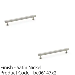 2 PACK - Straight Square Bar Pull Handle - Satin Nickel 192mm Centres SOLID BRASS Drawer