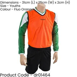 10-14 Years Youth Lightweight Sports Training Bib ORANGE - Plain Football Vest