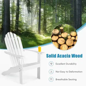 Costway Adirondack Chair Acacia Wood Adirondack Lounger Chair w/ Slatted Seating