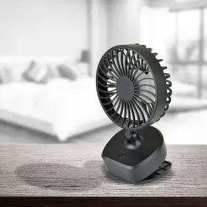 StayCool Mini 4" Portable USB Rechargeable Clip Desk Fan - Black