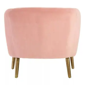 Interiors By Premier Metal Legs Pink Velvet Round Chair, Velvet Upholstered Mid Century Armchair, Luxurious Comfortable Armchair