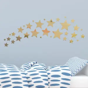 Walplus Gold Stars Mirror Art Wall Sticker Mural Art Decals Home Decoration - 136pcs