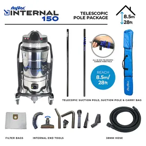 SkyVac Internal 150, Internal Cleaning Vacuum. 8.5M Telescopic Pole Package.