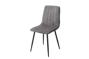 PAIR of Grey straight stitch Aspen dining chairs, black tapered legs