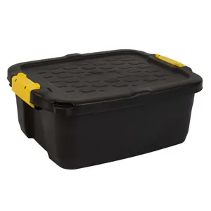 Strata Heavy duty Black 24L Small Stackable Storage box & Lid