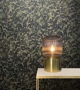 Vasari Ariana Plaster Black/Gold Wallpaper