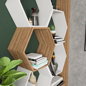 Decorotika Artemis Bookcase Bookshelf Shelving Unit Hexagon Shelves