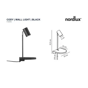 Nordlux Cody Indoor Living Dining Bedroom Metal Wall Light in Black (Diam) 20cm