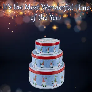 Christmas Storage Tins Themed Designs X 1 Small 15cm-Medium 17cm-Large 19.8cm