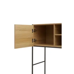 Interiors By Premier Natural Oak Effect Shelf Unit, Sturdy And Stable Narrow Shelving Unit, Easily Maintained Work Space