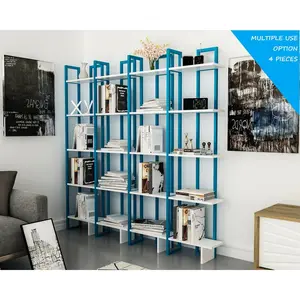 Alica 180cm H Corner Bookcase Blue/White