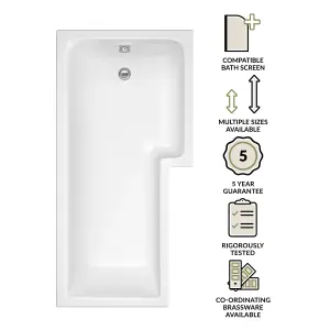 L Shape Right Hand Shower Bath Tub with Leg Set (Waste & Panels Not Included) - 1700mm - Balterley