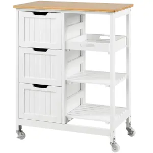 Yaheetech White Kitchen Storage Cart with 3 Drawers