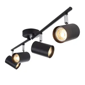 Luminosa Arezzo Ceiling Spotlight Bar 4 Light Matt Black Paint