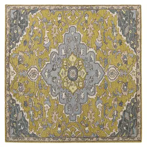 Wool Area Rug 200x 200 cm Yellow and Blue MUCUR