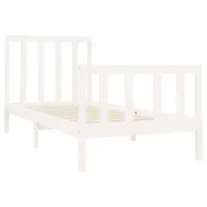 Berkfield Bed Frame White Solid Wood Pine 90x200 cm