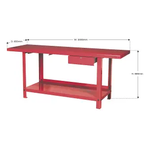 Sealey Workbench Steel 2 Meters With 1 Drawer Bottom Shelf 900kg Capacity AP3020