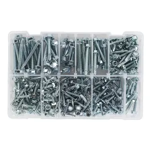 Sealey Self-Drilling Screw Assortment 410pc Hex Head Zinc AB061SDH