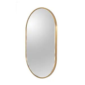 Chaya Metal Flat Wall Mirror SATIN BRASS/bevel edge / 152cm H x 56cm W